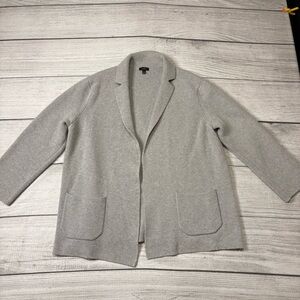 Talbots Light Gray Women's Wool Blend Open Cardigan Eclectic Grandpa